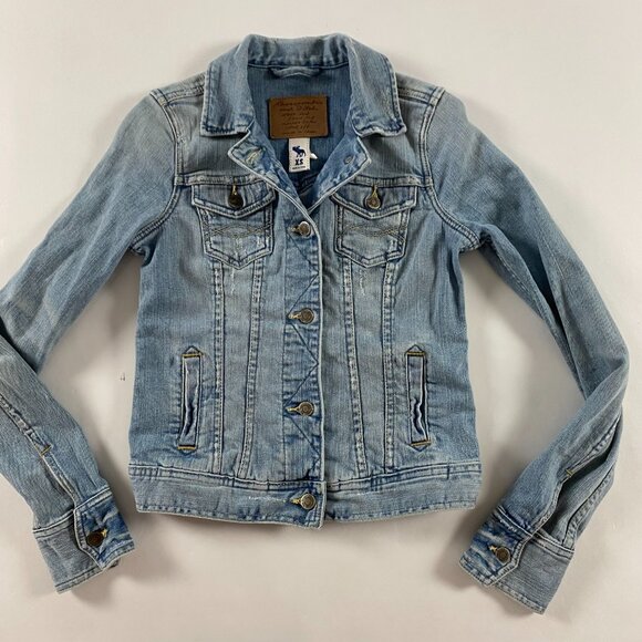 Abercrombie & Fitch Denim Jean Jacket Women's XS Blue Trucker Stretch - Picture 4 of 16